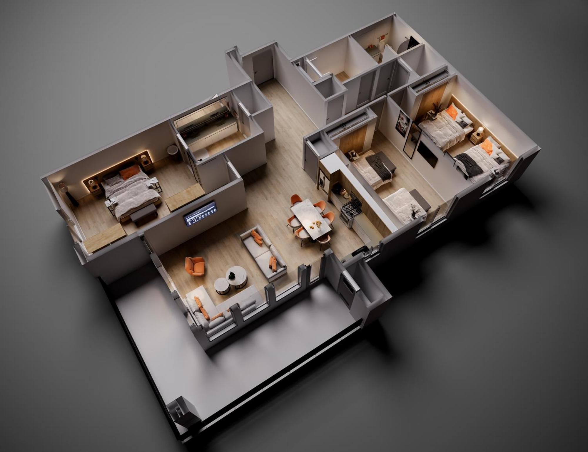 Three Bedroom King Double Queen Suite